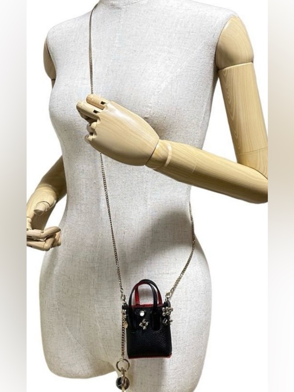 CHRISTIAN LOUBOUTIN CABATA MICRO SPIKE LEATHER, AIRPODS BAG